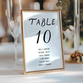 Numeração De Mesa Número de Mesa de Casamento com Letra Minimalista