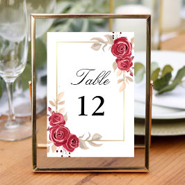 Numeração De Mesa Número de Mesa de Casamento com Moldura Dourada e