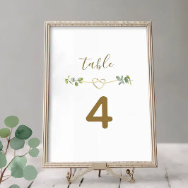 Numeração De Mesa Número de Mesa de Casamento com Verde Elegante Neu