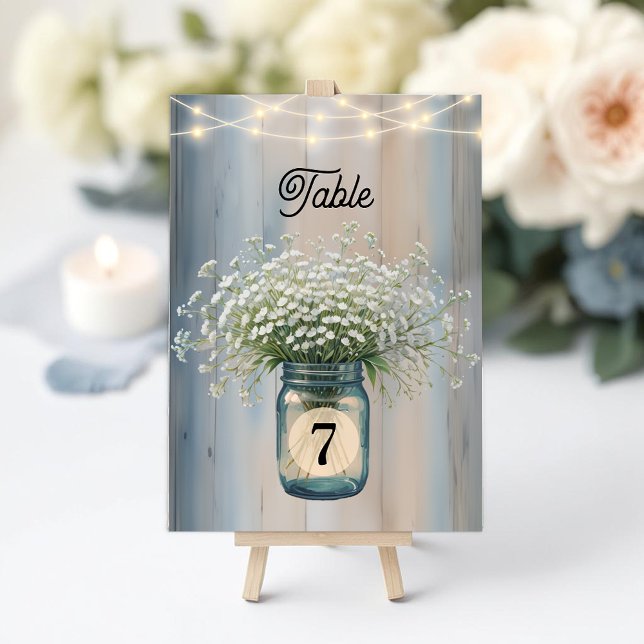 Numeração De Mesa Número de mesa de casamento country com Baby's Bre (Table Number)