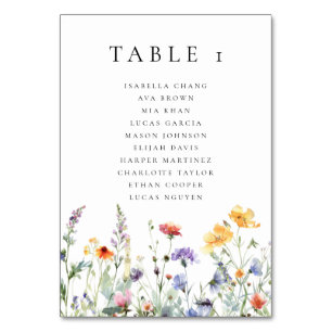 Numeração De Mesa Número de Mesa de Casamento de Flores Silvestres d