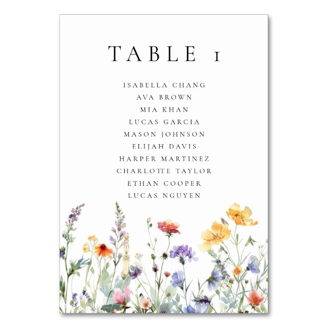 Numeração De Mesa Número de Mesa de Casamento de Flores Silvestres d (Frente)