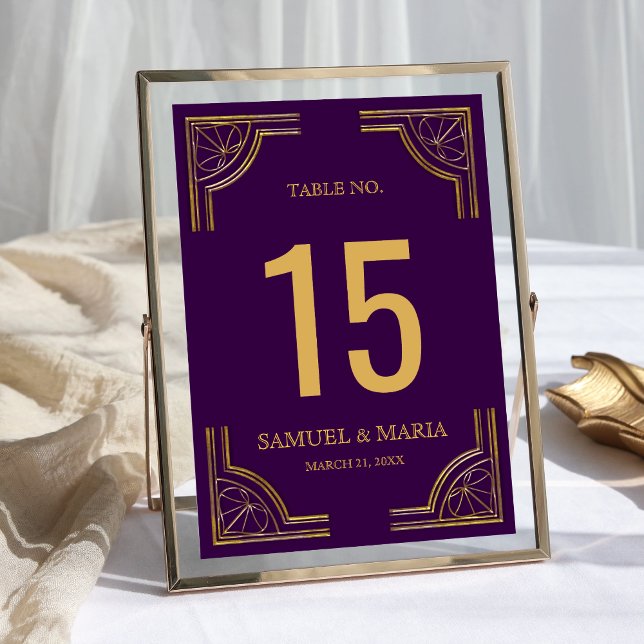 Numeração De Mesa Número de Mesa de Casamento Dourado Roxo Real Orna (Criador carregado)