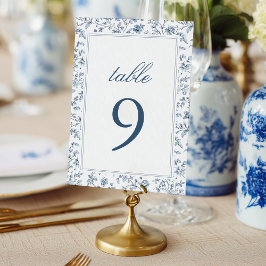 Numeração De Mesa Número de Mesa de Casamento Elegante Azul Chinoise