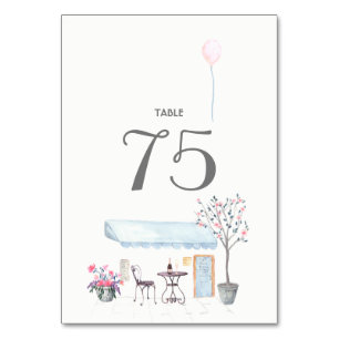 Numeração De Mesa Número de Mesa de Casamento em Aquarela Paris