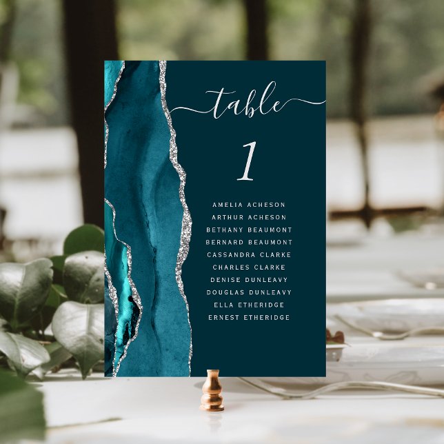 Numeração De Mesa Número de Mesa de Casamento em Azul Teal Escuro Pr (Criador carregado)