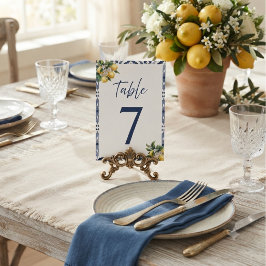 Numeração De Mesa Número de Mesa de Casamento em Azulejo Azul Limão
