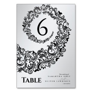 Numeração De Mesa Número de Mesa de Casamento em Damasco Preto e Bra