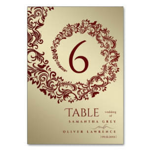 Numeração De Mesa Número de Mesa de Casamento em Damasco Vermelho e 
