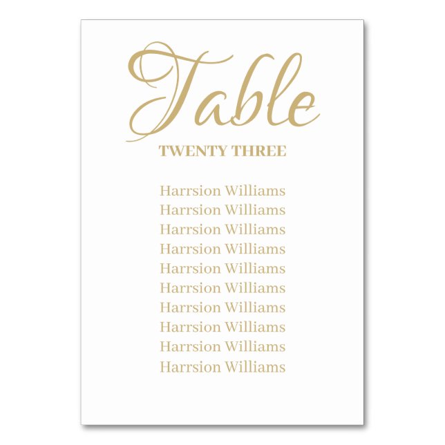 Numeração De Mesa Número de Mesa de Casamento em letra cursiva doura (Verso)