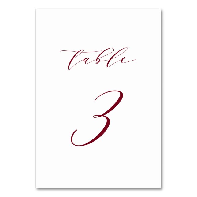 Numeração De Mesa Número de Mesa de Casamento em Letra Minima Vermel (Frente)