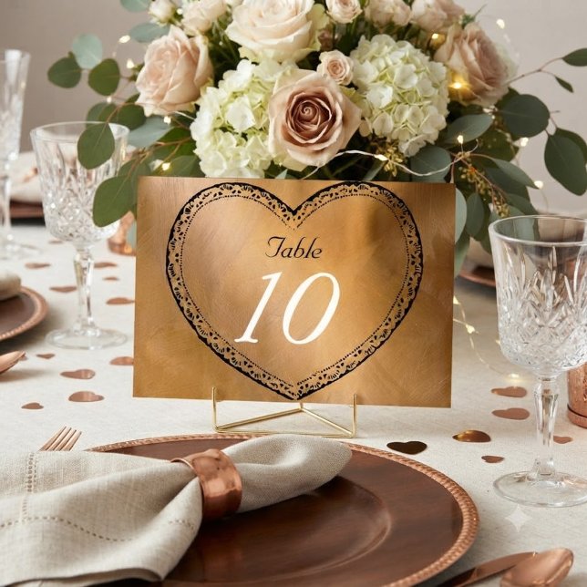 Numeração De Mesa Número de Mesa de Casamento em Rosa Dourado com Ca (Criador carregado)