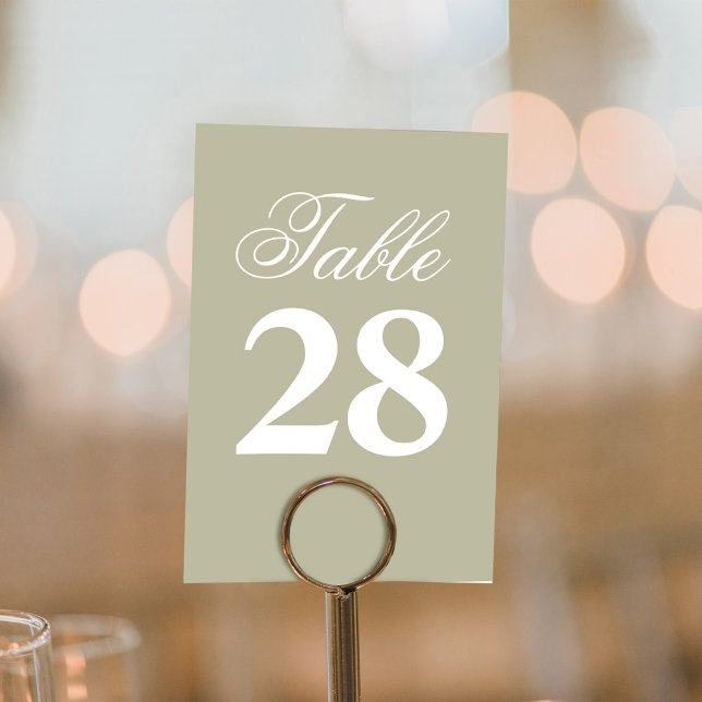 Numeração De Mesa Número de Mesa de Casamento em Script Verde Sálvia (Sage green wedding table number.)