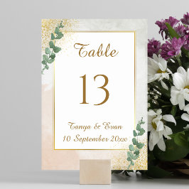 Numeração De Mesa Número de Mesa de Casamento em Verde e Dourado Ele