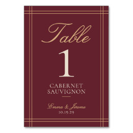 Numeração De Mesa Número de Mesa de Casamento em Vinhedo Burgundy Ca