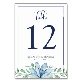 Numeração De Mesa Número de Mesa de Casamento Floral Aquarela Azul