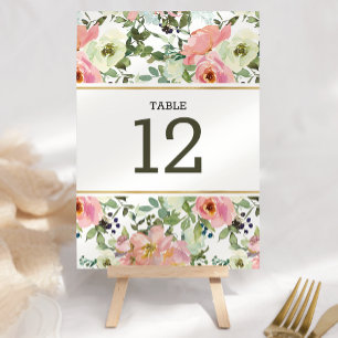 Numeração De Mesa Número de Mesa de Casamento Floral Blush e Casca d