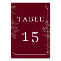 Número de Mesa de Casamento Floral Burgundy Elegan