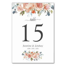 Numeração De Mesa Número de Mesa de Casamento Floral Laranja Pêssego