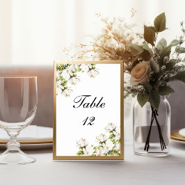 Numeração De Mesa Número de Mesa de Casamento Floral Magnólia Branca