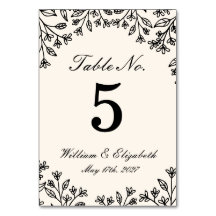 Número de Mesa de Casamento Floral Marfim Minimali
