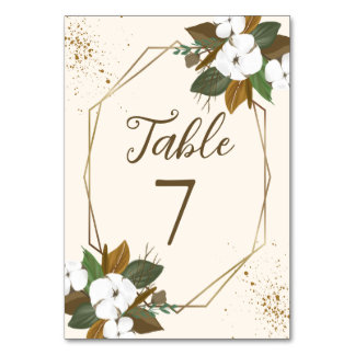 Numeração De Mesa Número de Mesa de Casamento Floral Marrom e Creme