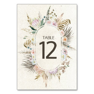 Numeração De Mesa Número de Mesa de Casamento Floral Neutro Boho Pas