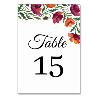 Numeração De Mesa Número de Mesa de Casamento Floral Papoula Aquarel