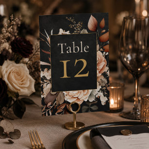 Numeração De Mesa Número de Mesa de Casamento Floral Preto Floresta
