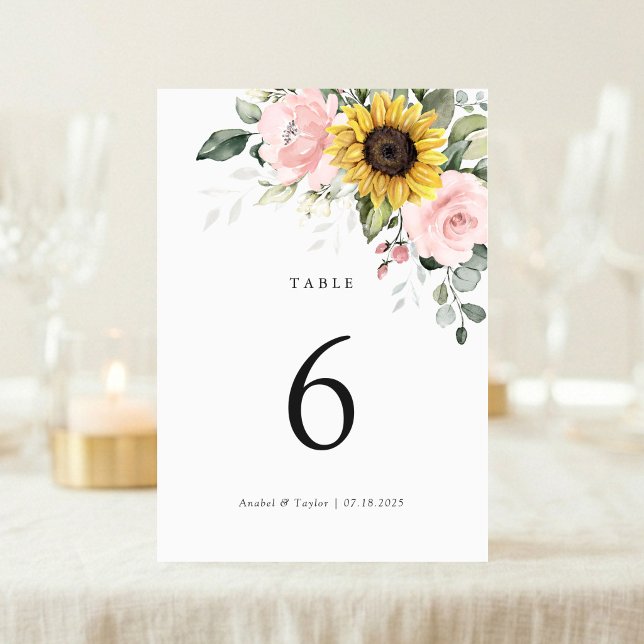 Numeração De Mesa Número de Mesa de Casamento Floral Rosa Claro com  (Criador carregado)