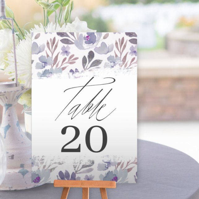 Numeração De Mesa Número de Mesa de Casamento Floral Roxo Chic (Criador carregado)