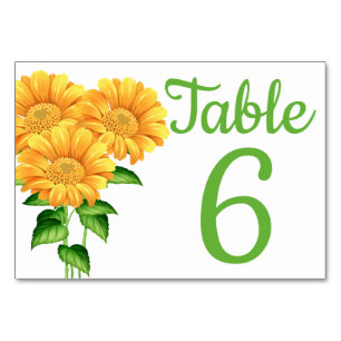 Numeração De Mesa Número de Mesa de Casamento Floral Verde Girassol