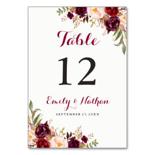 Numeração De Mesa Número de Mesa de Casamento Floral Vermelho Borgon