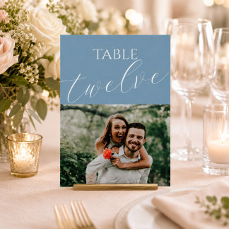 Numeração De Mesa Número de Mesa de Casamento Foto Azul Desbotado
