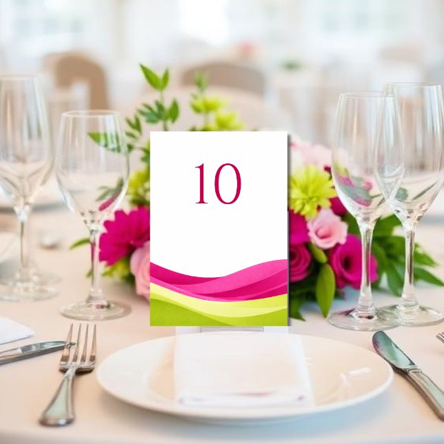Numeração De Mesa Número de Mesa de Casamento Fuchsia e Verde Limão (Fuchsia and Lime Green Wedding Table Number )