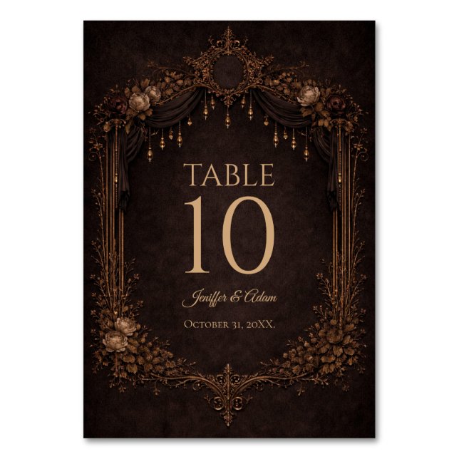 Numeração De Mesa Número de mesa de casamento gótico elegante de Hal (Frente)