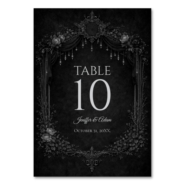 Numeração De Mesa Número de mesa de casamento gótico elegante de Hal (Frente)