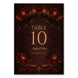 Numeração De Mesa Número de mesa de casamento gótico floral elegante