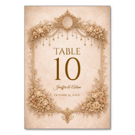 Numeração De Mesa Número de mesa de casamento gótico marfim elegante