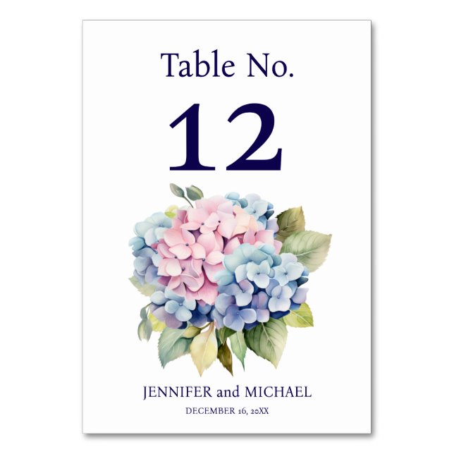 Numeração De Mesa Número de Mesa de Casamento Hydrangea (Frente)