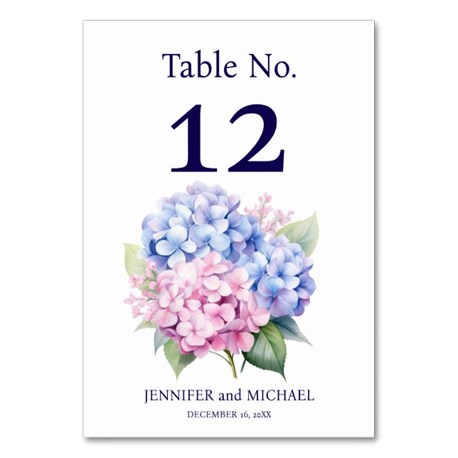 Numeração De Mesa Número de Mesa de Casamento Hydrangea (Frente)