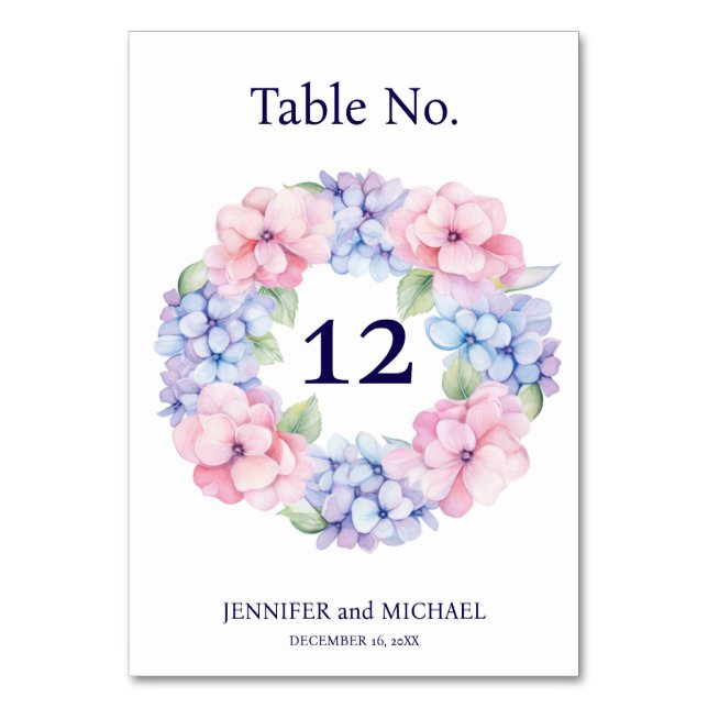 Numeração De Mesa Número de Mesa de Casamento Hydrangea (Frente)