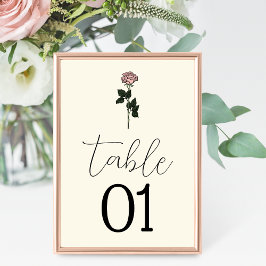 Numeração De Mesa Número de Mesa de Casamento Monograma de Rosa Rosa