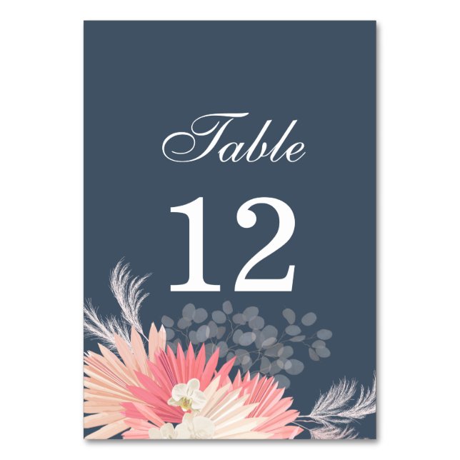 Numeração De Mesa Número de Mesa de Casamento Orquídea Tropical Azul (Frente)