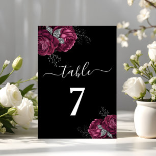 Numeração De Mesa Número de Mesa de Casamento Peônias Burgundy Flora