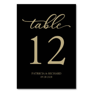 Numeração De Mesa Número de Mesa de Casamento Preto Dourado Elegant