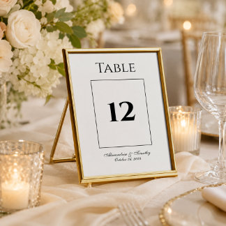 Numeração De Mesa Número de Mesa de Casamento Preto e Branco Clássic