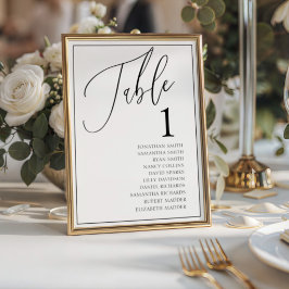 Numeração De Mesa Número de Mesa de Casamento Preto e Branco Minimal