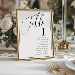 Numeração De Mesa Número de Mesa de Casamento Preto e Branco Minimal