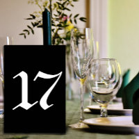 Número de mesa de casamento preto tipografia gótic